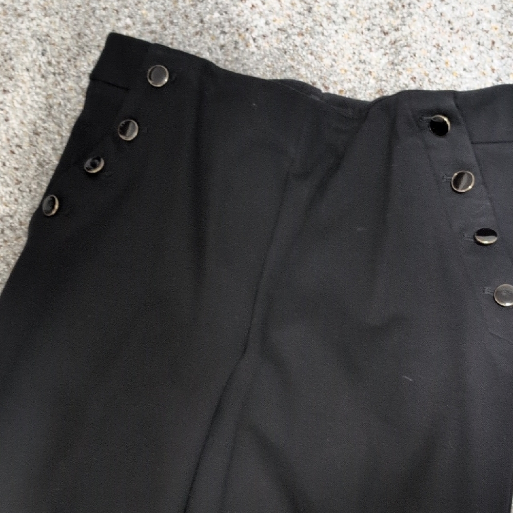 Ladies Black Button-Accent Dress Pants